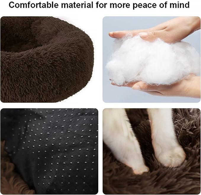 Dog Bed for Small Medium Large Dogs, 20 inch Calming Dogs Bed, Washable-Round Cozy Soft Pet Bed for Puppy and Kitten with Slip-Resistant Bottom