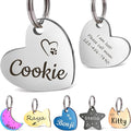 Anavia Small Size Dog Cat ID Tags, Small/XS Personalized Color Plated Stainless Steel Puppy Kitten Name Tags, Customized Engraved Nameplate Pet Collar Tag (Silver, Heart)