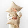 Oversized Neutral Decorative Leather Pillow Cover Pack of 2, Beige Thickened Farmhouse Abrasion Floor Cushion Cover, for Home Decor Outdoor Lounge Office Cafe Throw Pillow Covers 24x24 inch