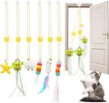 6 PCS Interactive Cat Feather Toys, Indoor Hanging Retractable Cat Toy, Self Play Toys Make Fun Excecise