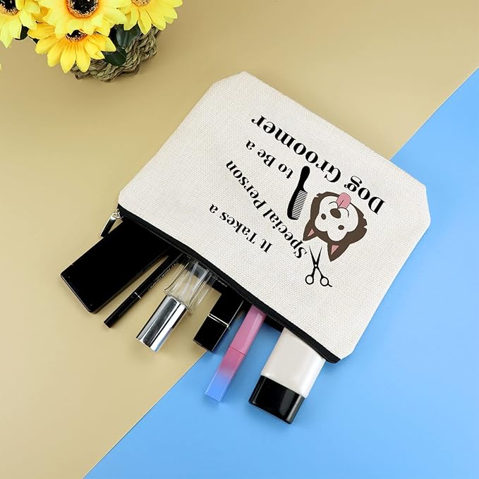 Dog Groomer Gift Makeup Bag Pet Grooming Gifts Cosmetic Bag Dogs Hairdresser Hair Stylist Gifts Dog Groomer Appreciation Thank You Gift Birthday Christmas Graduation Present for Dogs Owner Lover