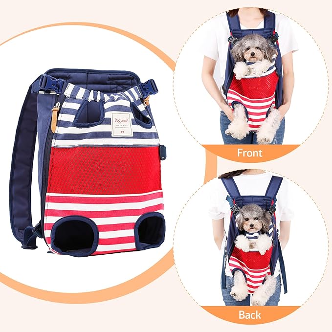 Dog Carrier Backpack, Pet Front Carrier Backpack Legs Out Dog Chest Carrier for Small Medium Dogs, Hands-Free Cat Backpack Carrier Dog Travel Backpack Airline Approved Hiking Bike Motorcycle