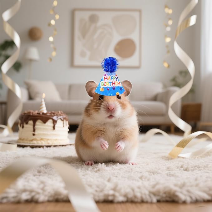 6pcs/Pack Mini Dog Happy Birthday Hats Party Hats for Small Puppies Doggie Cats Kittens Rabbit Boy Girl Birthday Costume Accessories