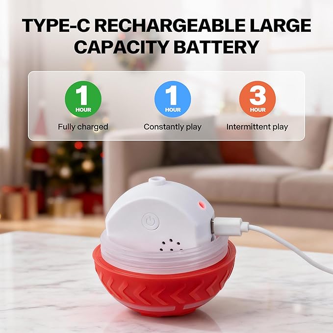 Pet Prime Interactive Dog Ball Toy Automatic Active Rolling Ball for Dogs Motion Activated with LED Light Rechargeable Self Moving Toy for Small Medium Large Dogs to Play Red/Blue