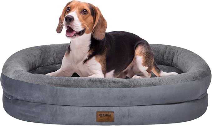 Orthopedic Waterproof Large Dog Bed: Memory Foam Washable Dog Bed with Bolsters -Removable Orthopedic Cover for Medium L XL Large Sized Pet-Non-Slip