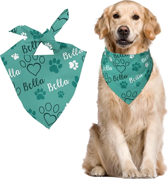 Custom Pet Scarf Personalized Dog Bandana with Name Personalized Add Your Text Bibs Triangle Head Scarfs Gift for Small Medium Large Dogs Cats Baby Puppy Pets Accessories