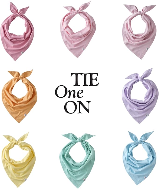 Bandit - The PET Bandana, 8 Pack 100% Organic Cotton Pet Bandanas Clothes for Small, Medium, Large Dogs, Rainbow Pink, Medium/X-Large