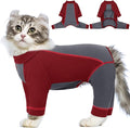 SUNFURA Hair Sticky Cat Clothes, Cat Sweater for Cats Only, 4-Legged Fleece Sweaters Kitten Pajamas Reduce Shedding Fur, Warm Pullover Shirts for Cats, Red M