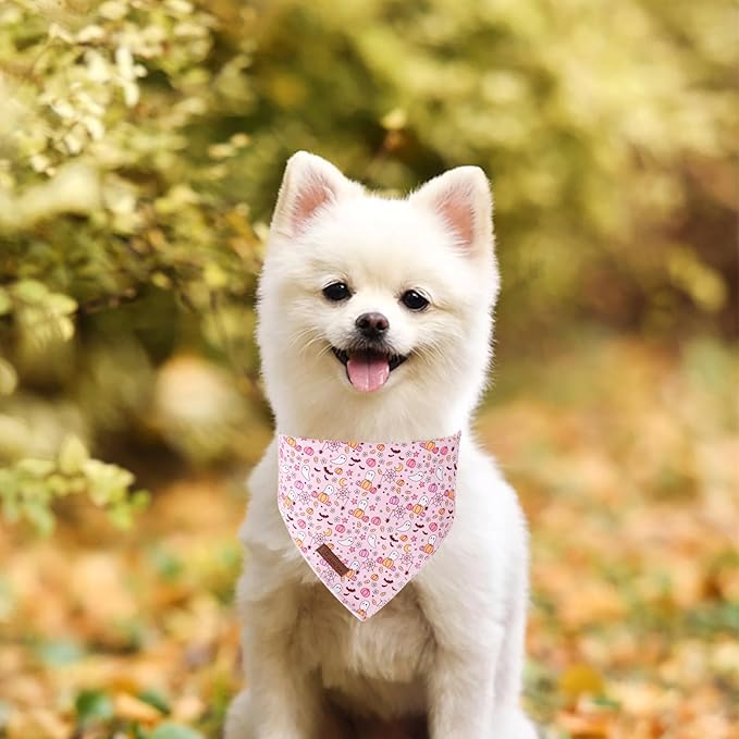 Halloween Pumpkin Dog Bandana, Halloween Triangle Bid Scarf with Pumpkin,Ghost,Bat Pattern, Cotton Pet Kerchief for Girl Boy Dogs or Cats, Cute Puppy Bandana Fancy for Dogs