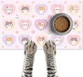 Cat Feedings Mats 20x12 inch Pink Heart Kitten Print Pet Bowl Placemat Non Slip Mat for Cats Food and Water Indoor Kitty Feeding Station Cute Cats Meal Mat for Small Pets Kitchen Floor Use
