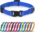 Joytale Small Dog Collar, Reflective and Adjustable Nylon Collar with Quick-Release Buckle, Lightweight No-Choke Design for Puppy and Extra Small Dogs, Navy Blue, XS