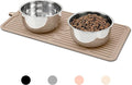 Ptlom Pet Placemat for Dog and Cat, Anti-Slip Waterproof Dogs Feeding Mat Prevent Food and Water Overflow, Bowl Mats Suitable for Medium and Small Pets, Taupe, Silicone