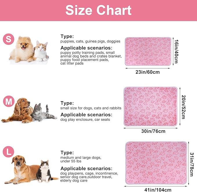 Dono 1 Pack 3 Dog Blankets, Soft Fluffy Fleece Pet Blanket Warm Sleep Mat Paw Print Design Puppy Kitten Throw Blankets Doggy Blanket for Dogs