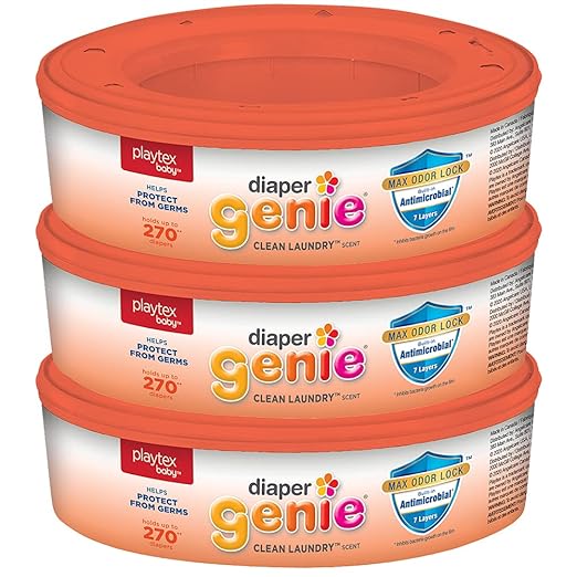 Diaper Genie Complete Pail (White) | Includes 3 Refills that hold up to 810 newborn-size diapers | Includes 1 Carbon Filter