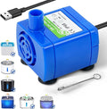IP68 DR-DC160 Submersible Water Pump Cat Water Fountain Pump for Tritone Ceramic, Stainless Steel, Round Flower Cap Cat Fountains, Automatic Pet Water Dispenser Replacement Pump (No LED & with Brush)