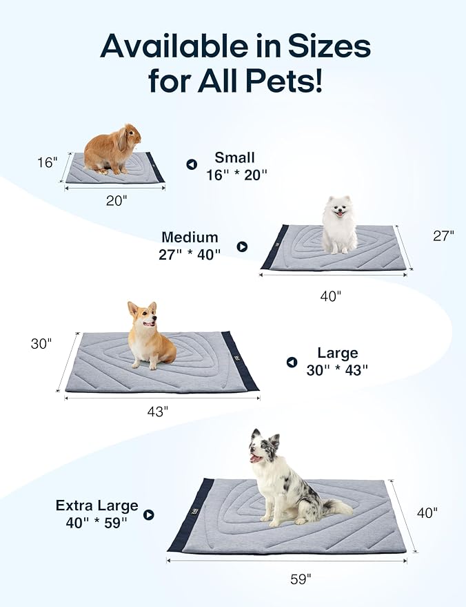 ZonLi Dog Cooling Mat, 20" x 16"Small, Waterproof Cooling Pad for Cats & Rabbits, Portable & Durable Pet Mat for Crate, Trunk, Camping, Outdoors, Machine Washable, Tidal Blue