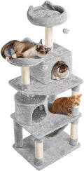 Topeakmart 62.2 inches Cat Tree with Double Condos, Scratching Posts & Hammock, Kitty Activity Tree Center Kitten Play House