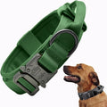Tactical Dog Collar, Adjustable Military Training Nylon Dog Collar with Control Handle and Heavy Quick-Release Metal Buckle for Small Medium Large Dogs, Emerald Green S