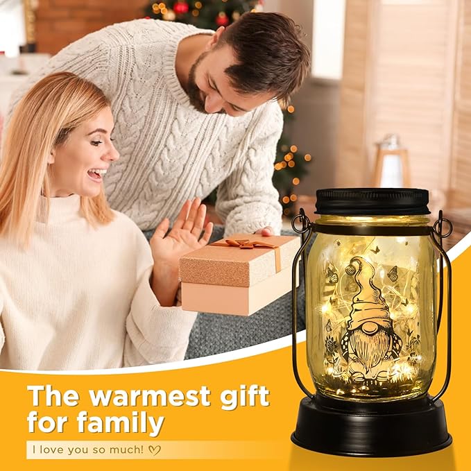 kyoryuger Gnome Gifts for Women/Men Gnome Lovers Solar Lantern Mom Birthday, Mothers Day, Dwarf Solar Funny Garden Decoration Outside for Yard, Patio,Backyard,Porch, Torches