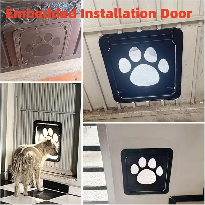 NAMSAN Dog Screen Door, Flap Opening 12 x 14 inches, Dog Door for Screen Door, Magnetic Self-Closing Large Pet Door for Sliding Door, Screen Door with Doggie Door Built in, Lockable, Black