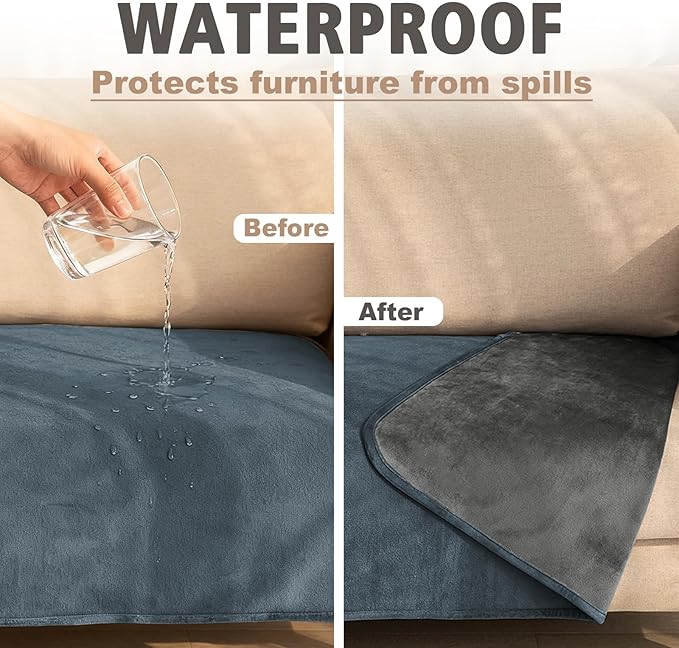 Ameritex Pet Bed Blanket Reversible 100% Waterproof Velvet Super Soft for Sofa and Bed