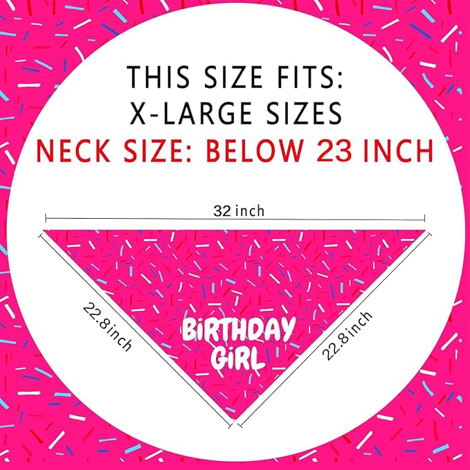 Birthday Girl Dog Bandanas 1 Pack, Pink Dog Scarfs for Puppy, Pet Scarves HBD Bandanas for Small Medium Large Dogs (Birthday Girl, X-Large)