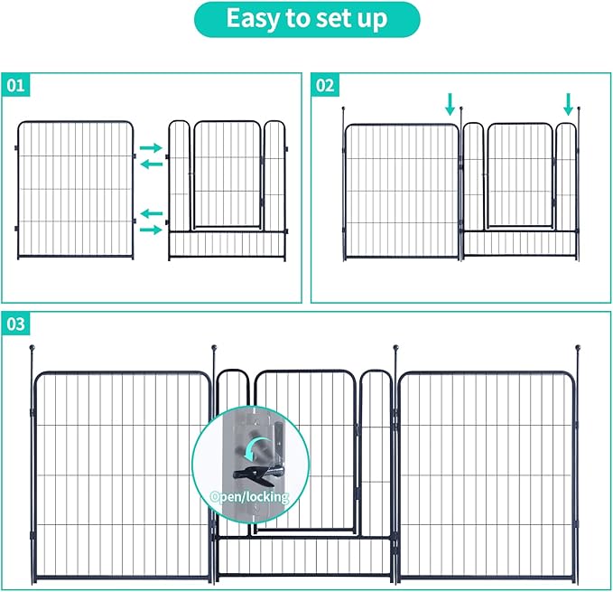 Dog Playpen,Portable Outdoor Dog Fence, Dog Playpen for Large/Medium/Small Dogs, Dog Fences for The Yard,with Doors Foldable Metal (32 inch, 32 Panels)