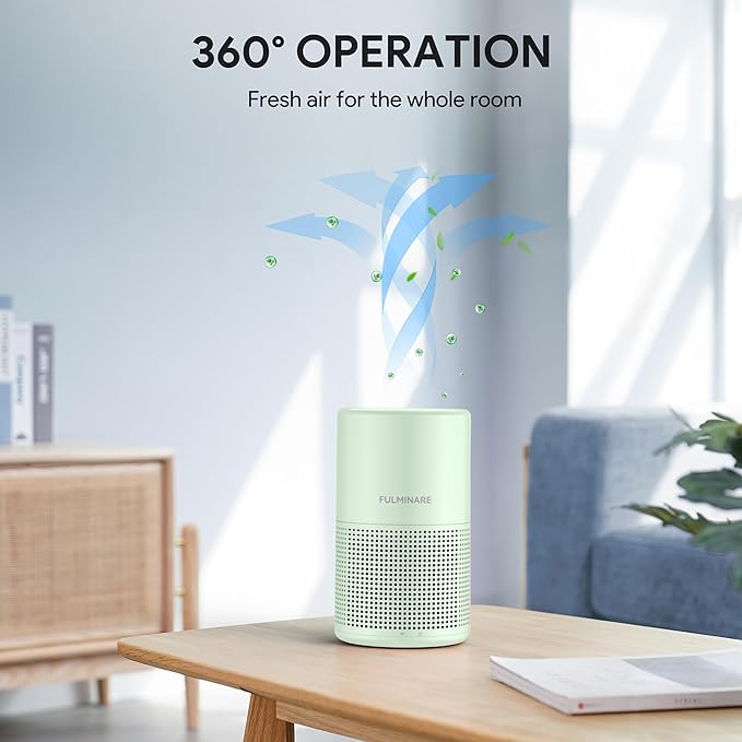 FULMINARE Air Purifiers for Home Bedroom H13 HEPA Air Purifier, 3 Speeds, Timer, 24dB, Small Mini Air Purifier with Night Light, Green