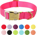 Nylon Dog Collar - Adjustable Rose Red Soft Webbing Dog Collars for Small Medium Large Dogs Boy Girl Puppy Collar with Safety Metal Buckle L