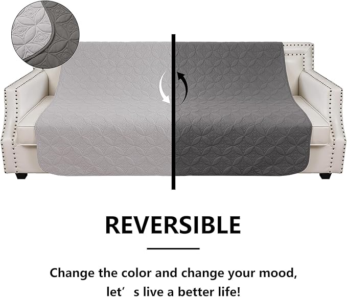 Waterproof Dog Blanket, 30x70 inches Small Pet Couch Covers for Sofa, Chair Bed Furniture Protector from Dogs Washable and Reversible-Lightgrey+Darkgrey