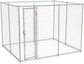 Lucky Dog 10' x 10' x 6' Heavy Duty Outdoor Welded Galvanized Steel Chain Link Dog Kennel Enclosure with 2 Configurations and Latching Door, Silver