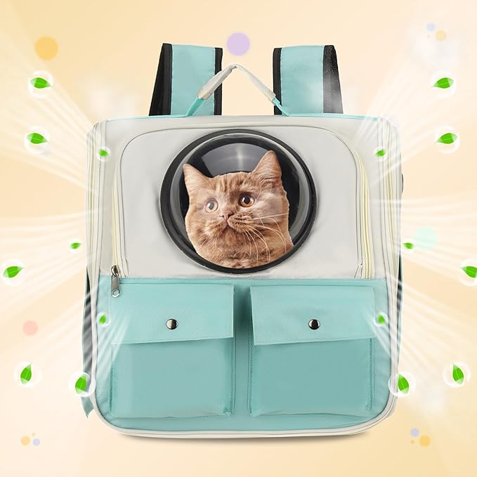 Pet Backpack Carrier, Portable and Ventilated, Oxford Cloth, Dogs Cats and Small Animals Travel Bag 12.99", (Blue, 1 Pcs), Intended for Hiking/Camping/Traveling