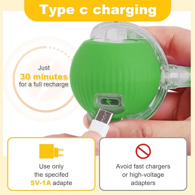 Interactive Cat Toys Ball for Indoor Cats＆Dogs,Automatic Cat Toy 360° Auto-Rotation Smart Obstacle Avoidance,Includes 4 Cat Spiral Spring,Cat Enrichment Toys for Indoor Cats (Green1)