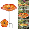 Bee Watering Station 1 Pack - Bird Bath Butterfly Cups with Flower Design, Weather-Resistant Metal Stakes Outdoor Garden Yard Decor (Yellow-A)