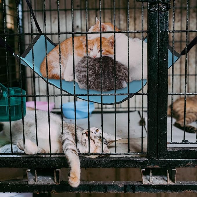 Cat Hammock for Cage Hanging ，Summer Breathable Coolness Oxford Cat Hammock Bed，with Straps and Metal Hooks Bed for Cats Small Dogs Rabbits