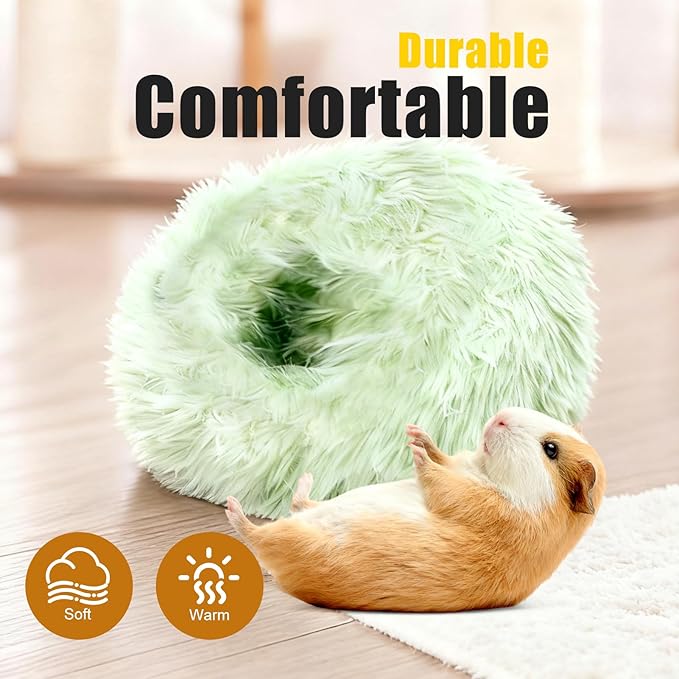 Guinea Pigs Bed Small Animal Bedding Donut-Shaped Burrowing Pet Bed Soft and Warm Hideaway with Spandex and Fleece Bottoms Cozy Carrier, Cage Accessories