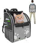 Cat Carrier Backpacks for Kitty Small Dog up to 15 lbs, Lightweight and Foldable Dog Backpack Carrier with Breathable mesh for Travel, Walking, Hiking, Camping and Vet (Grey)