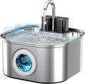 Wireless Cat Water Fountain Stainless Steel 3.2L/108oz, Battery Operated Pet Fountain with 3 Modes, Cordless Pet Water Dispenser for Cats and Dogs