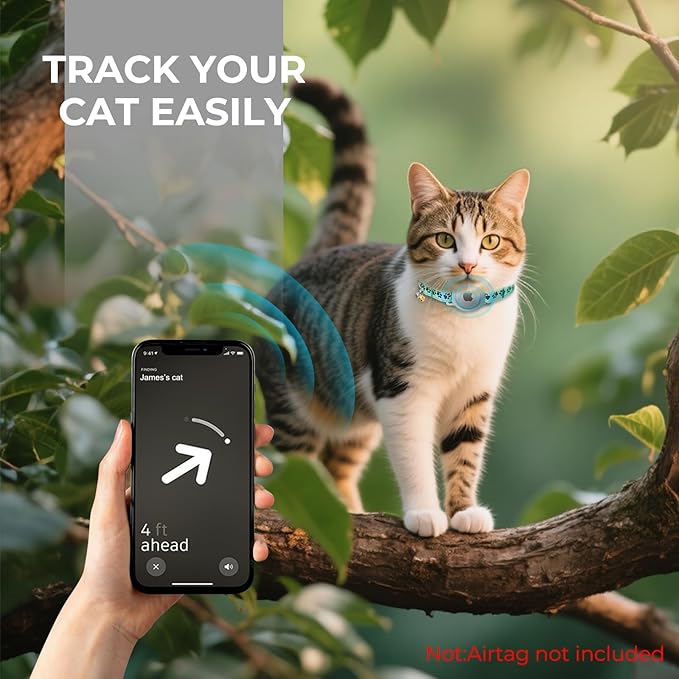 AirTag Cat Collar, Breakaway Cat Tracker Collar, Airtag Holder Compatible with Apple Air Tag, [Lightweight & Scratch Resistant] Adjustable Comfortable GPS Pet Collar for Cats Kittens, Blue