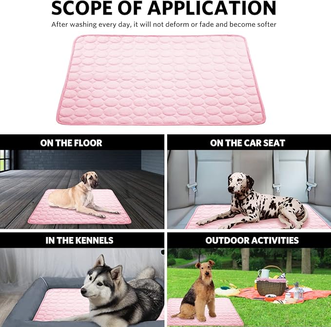 Dog Cooling Mat Pet Cooling Pads Dogs & Cats Pet Cooling Blanket for Outdoor Car Seats Beds (Pink, 28IN * 40IN)