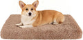 Fluffy Orthopedic Dog Beds for Medium Dogs with Washable Removable Cover Dog Crate Bed Egg Crate Foam Support Plush Pet Pad Mat with Anti-Slip Bottom(36 * 24,Khaki)