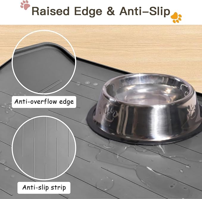 Largest Dog Food Mat, 39.5"x29.5" Silicone Dog and Cat Mat for Food and Water Bowls, Thinken Waterproof Non-Slip XXXL Pet Feeding Mat for Floors (Deep Green)