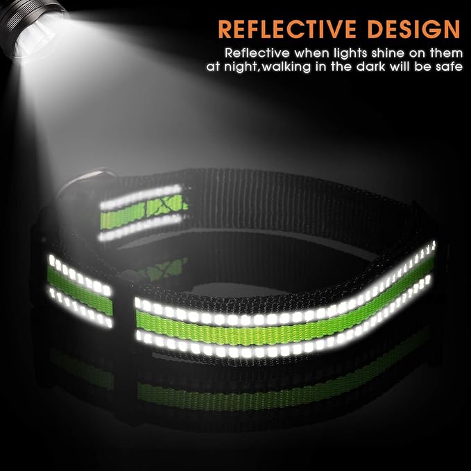 Weewooday 3 Pieces Reflective Dog Collar Nylon Adjustable Quick Release Pet Collars for Dogs(Large)