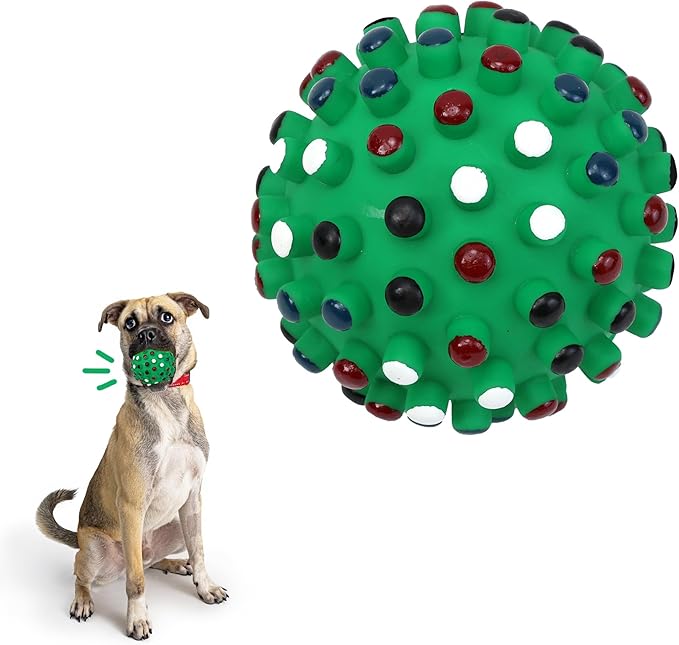 SPOT Vinyl Gumdrop Ball Dog Toy with Squeaker - Colorful and Interactive Dog Chew Toy, Floats in Water, Made from Durable, Non-Toxic Natural Rubber, Great for Dogs and Puppies, 5in, Assorted Colors