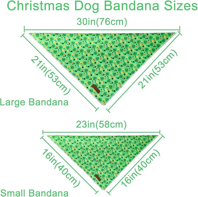 St. Patrick's Day Dog/Cat Kerchief, Shamrock Triangle Bid Scarf for Small/Medium Pets, Cotton Green Bandana for Girl/Boy Dogs or Cats