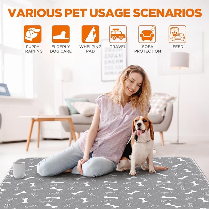 Washable Pee Pads for Dogs, 2Pcs Reusable Puppy Pads , Absorbent Dog Training Pads,100% Waterproof Non-Slip Whelping Pad Dog Playpen Indoor Cage Pad Couch Cover,Pet Supplies 31x36