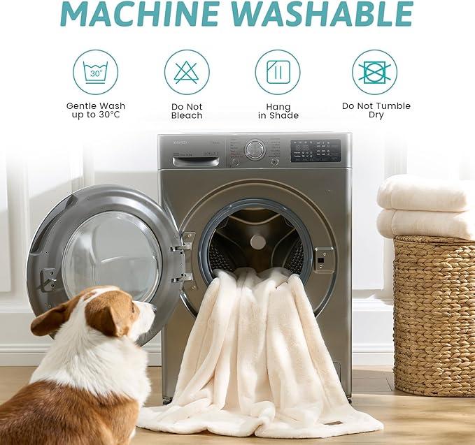 Waterproof Pet Blanket, Ultra Soft Luxury Faux Fur Throw Blanket for Couch, Cozy Warm Plush Blanket for Sofa Bedroom Living Room, Liquid Pee Proof for Large Dog or Cat, 30x40 inch, Cream