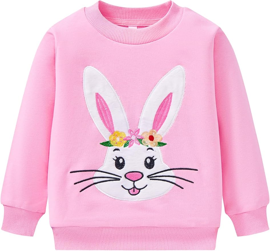 Toddler Baby Girls Cotton Sweater, Long Sleeve Crewneck Sweatshirt Pullover Kids Warm Clothing for Fall Winter