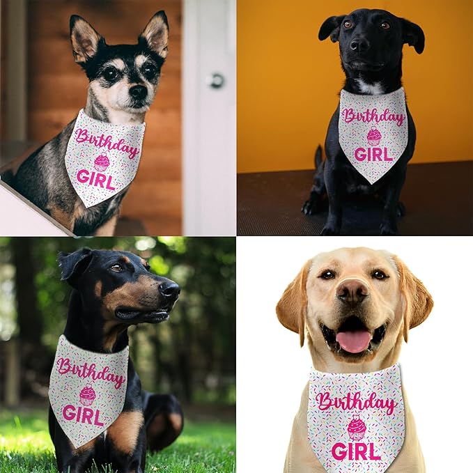 Dog Birthday Bandana Birthday Girl Pet Scarf Bibs Accessories Party Supplies for Dog Lover Small Medium Puppy Bandanas Girl