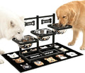 Elevated Dog Bowls for Large Dogs, 6 Height Adjustable Raised Stand with Mat, Two Signature Cards and Three 1700ML Bowls, for Large Breed and Multi-Pet Households